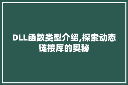DLL函数类型介绍,探索动态链接库的奥秘