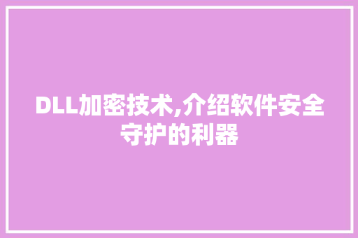 DLL加密技术,介绍软件安全守护的利器