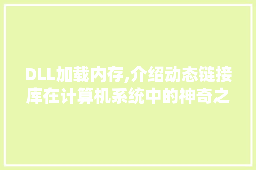 DLL加载内存,介绍动态链接库在计算机系统中的神奇之旅