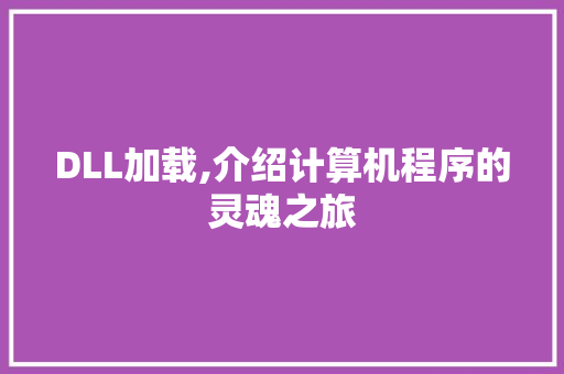 DLL加载,介绍计算机程序的灵魂之旅
