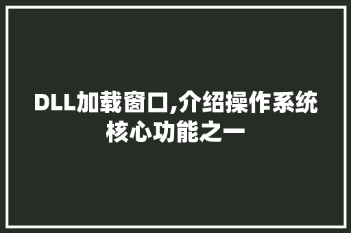 DLL加载窗口,介绍操作系统核心功能之一
