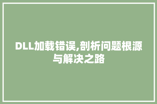 DLL加载错误,剖析问题根源与解决之路