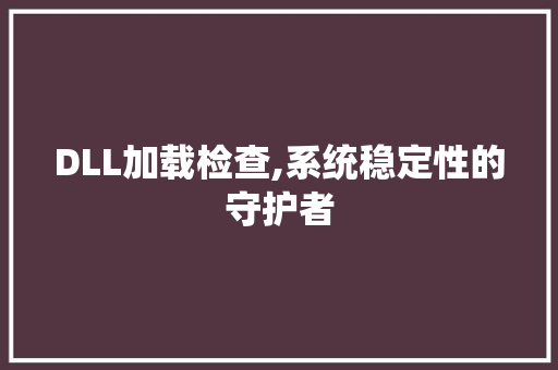 DLL加载检查,系统稳定性的守护者