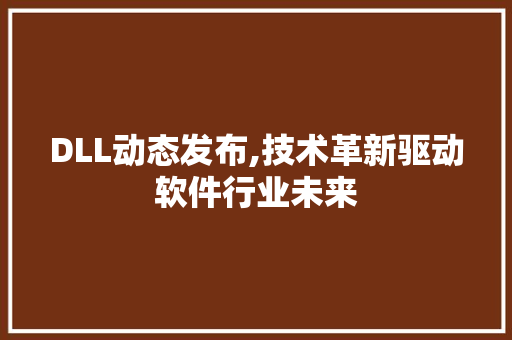 DLL动态发布,技术革新驱动软件行业未来