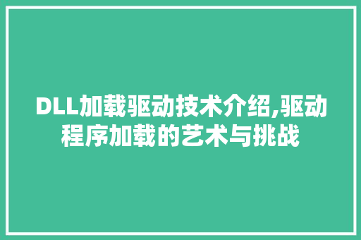 DLL加载驱动技术介绍,驱动程序加载的艺术与挑战