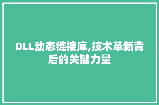 DLL动态链接库,技术革新背后的关键力量