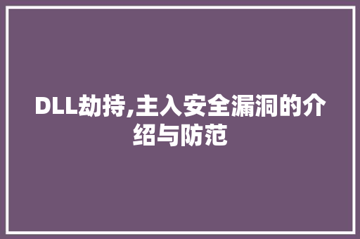 DLL劫持,主入安全漏洞的介绍与防范 神马SEO