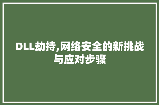 DLL劫持,网络安全的新挑战与应对步骤