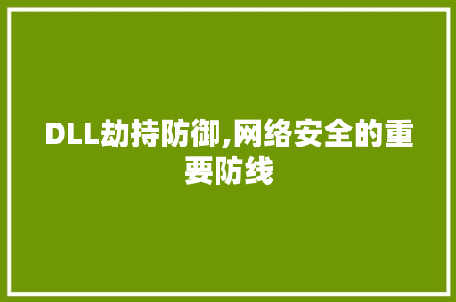 DLL劫持防御,网络安全的重要防线