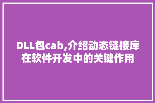 DLL包cab,介绍动态链接库在软件开发中的关键作用 神马SEO