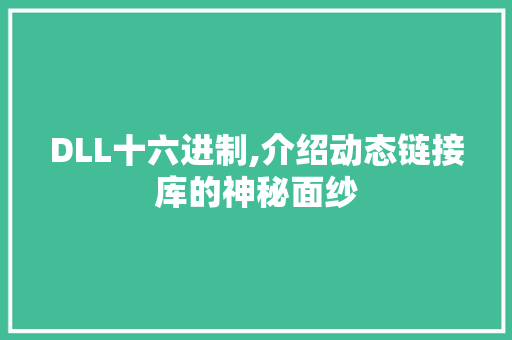 DLL十六进制,介绍动态链接库的神秘面纱