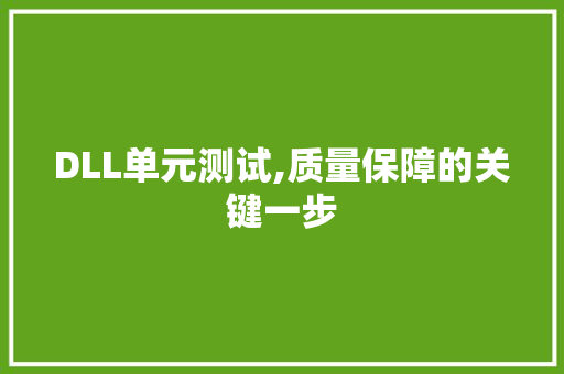 DLL单元测试,质量保障的关键一步