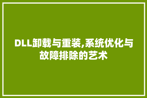 DLL卸载与重装,系统优化与故障排除的艺术