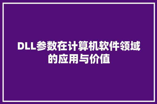 DLL参数在计算机软件领域的应用与价值