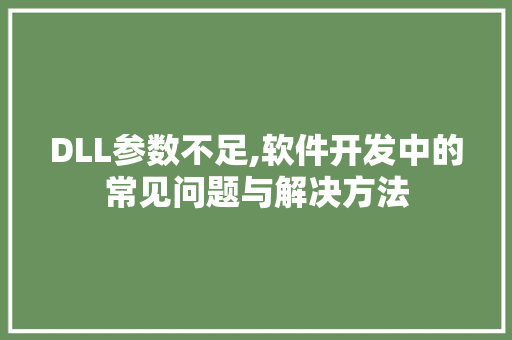 DLL参数不足,软件开发中的常见问题与解决方法 神马SEO