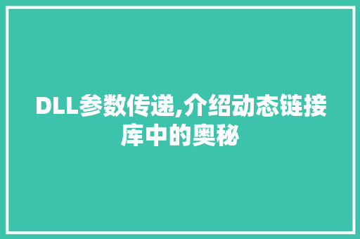 DLL参数传递,介绍动态链接库中的奥秘 网站建设公司