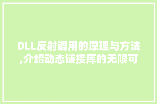 DLL反射调用的原理与方法,介绍动态链接库的无限可能