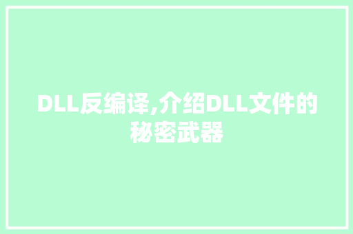 DLL反编译,介绍DLL文件的秘密武器