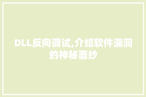 DLL反向调试,介绍软件漏洞的神秘面纱