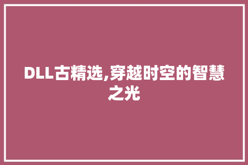 DLL古精选,穿越时空的智慧之光