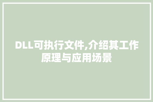 DLL可执行文件,介绍其工作原理与应用场景