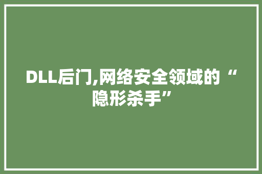 DLL后门,网络安全领域的“隐形杀手”