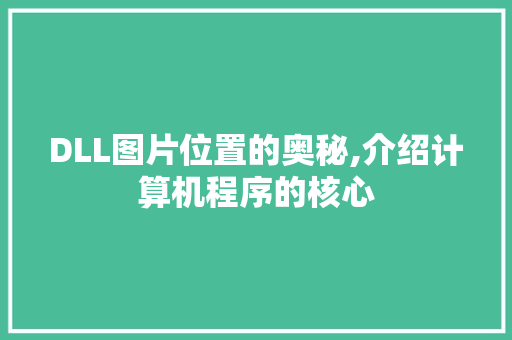 DLL图片位置的奥秘,介绍计算机程序的核心