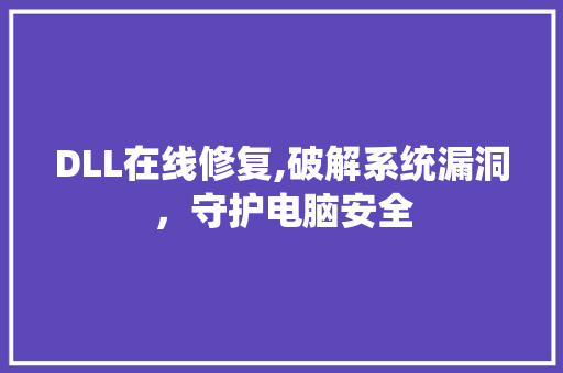 DLL在线修复,破解系统漏洞，守护电脑安全
