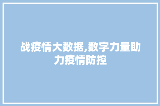 战疫情大数据,数字力量助力疫情防控 百度SEO