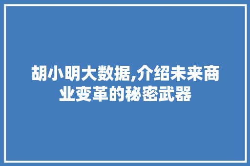 胡小明大数据,介绍未来商业变革的秘密武器 神马SEO