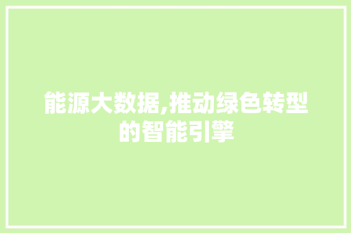 能源大数据,推动绿色转型的智能引擎 SEO关键词