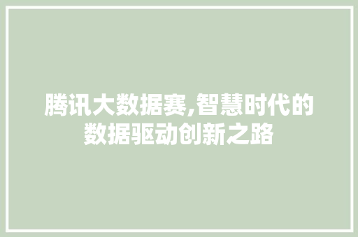 腾讯大数据赛,智慧时代的数据驱动创新之路 SEO关键词