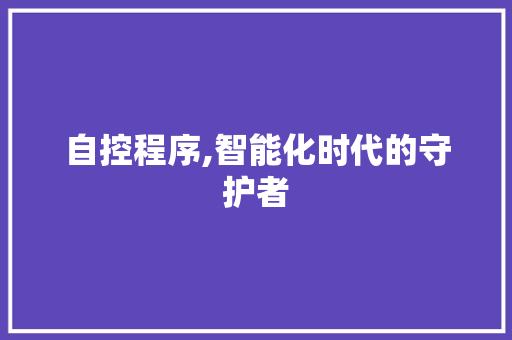 自控程序,智能化时代的守护者 SEO关键词