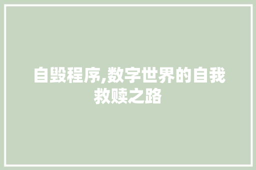 自毁程序,数字世界的自我救赎之路 搜狗SEO