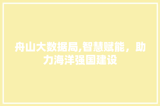 舟山大数据局,智慧赋能，助力海洋强国建设 搜狗SEO