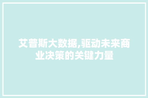 艾普斯大数据,驱动未来商业决策的关键力量 网站建设公司
