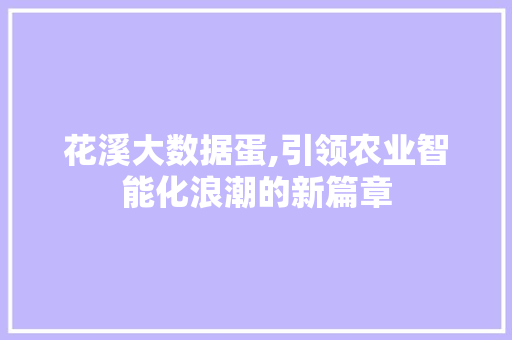 花溪大数据蛋,引领农业智能化浪潮的新篇章 神马SEO