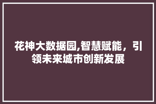 花神大数据园,智慧赋能，引领未来城市创新发展 百度SEO