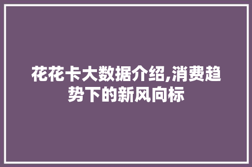 花花卡大数据介绍,消费趋势下的新风向标 必应SEO