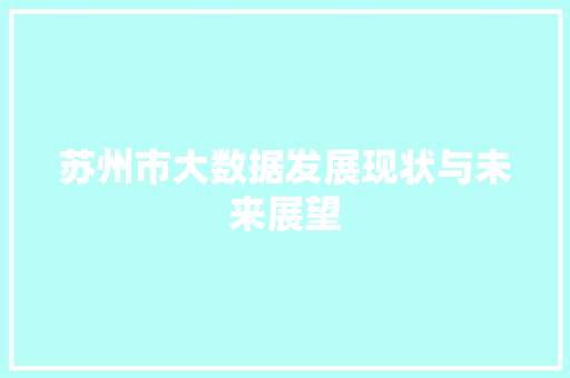苏州市大数据发展现状与未来展望 百度SEO