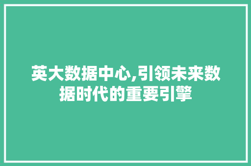 英大数据中心,引领未来数据时代的重要引擎 SEO关键词