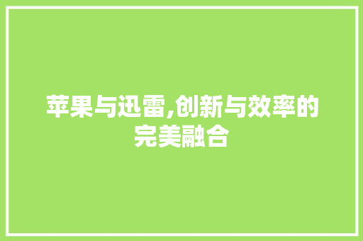 苹果与迅雷,创新与效率的完美融合 百度SEO