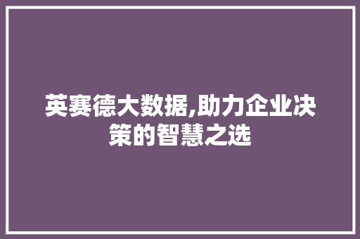 英赛德大数据,助力企业决策的智慧之选 必应SEO