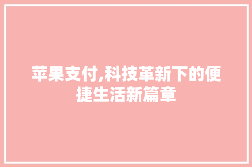 苹果支付,科技革新下的便捷生活新篇章 网站建设公司