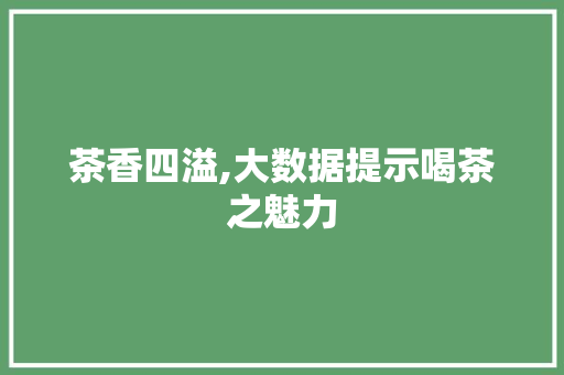 茶香四溢,大数据提示喝茶之魅力 百度SEO