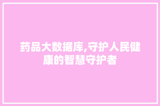 药品大数据库,守护人民健康的智慧守护者 必应SEO