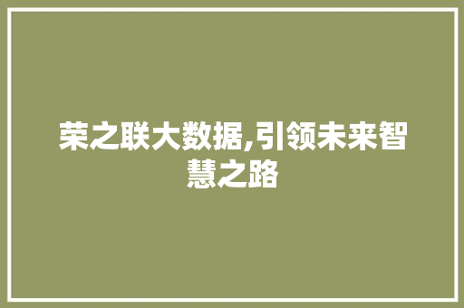 荣之联大数据,引领未来智慧之路 搜狗SEO