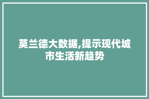 莫兰德大数据,提示现代城市生活新趋势 神马SEO