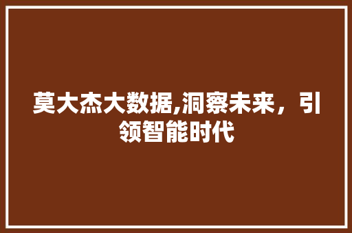 莫大杰大数据,洞察未来，引领智能时代 SEO关键词