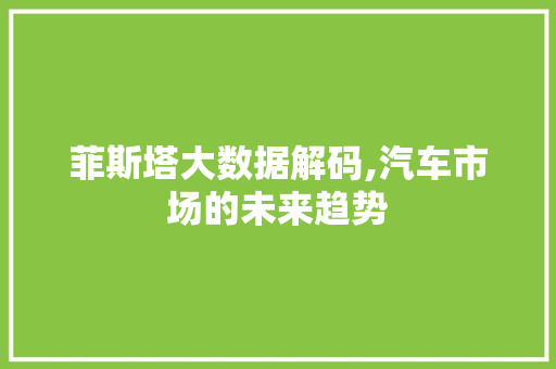 菲斯塔大数据解码,汽车市场的未来趋势 必应SEO